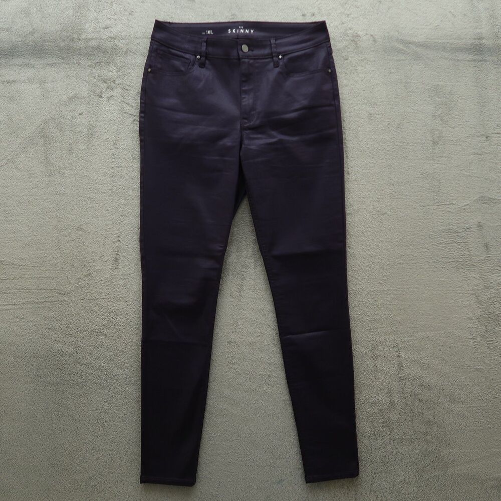 WHBM Jeans Women's Size 10L Purple High-Rise Skinny Coated Micro Jean 31" Inseam